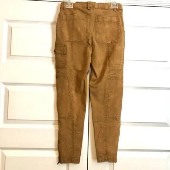 NWT CHASER Vintage Washed Tan Canvas Ankle Zip Cargo Pant Trousers S MSRP $138 - Picture 4 of 5